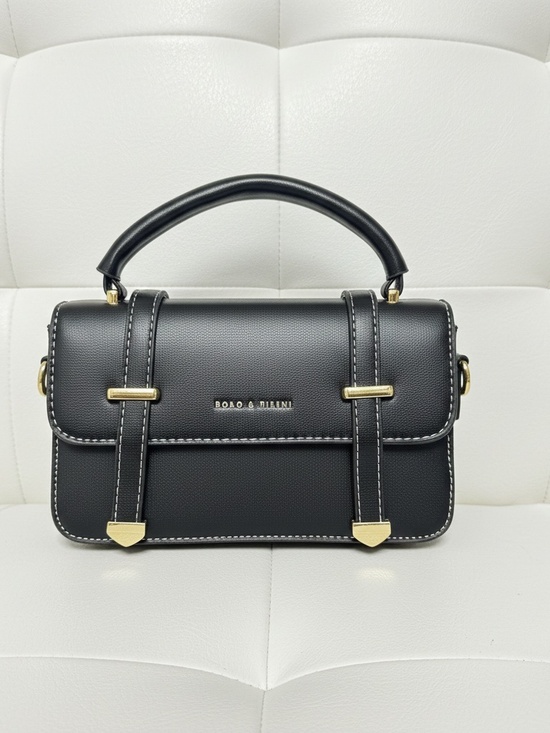Robo & Tifeni Handbags - Robo and Tifeni Black Saffiano Faux Leather Satchel Top Handle Bag